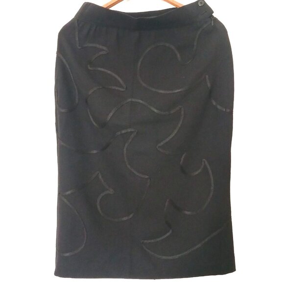 ESCADA by Margaretha Ley Skirt Womens 40 Black New Wool Classic Lined Germany - Picture 1 of 12